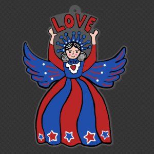 Love Angel RWB Ornament