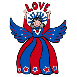 Love Angel RWB Ornament